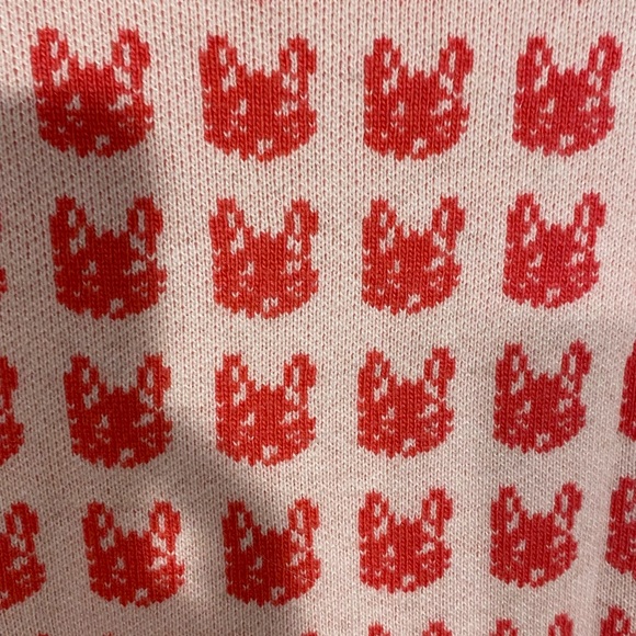 White Stuff CAT Print Striped Cuff Soft Knit Sweater Cream Coral M - Picture 2 of 7